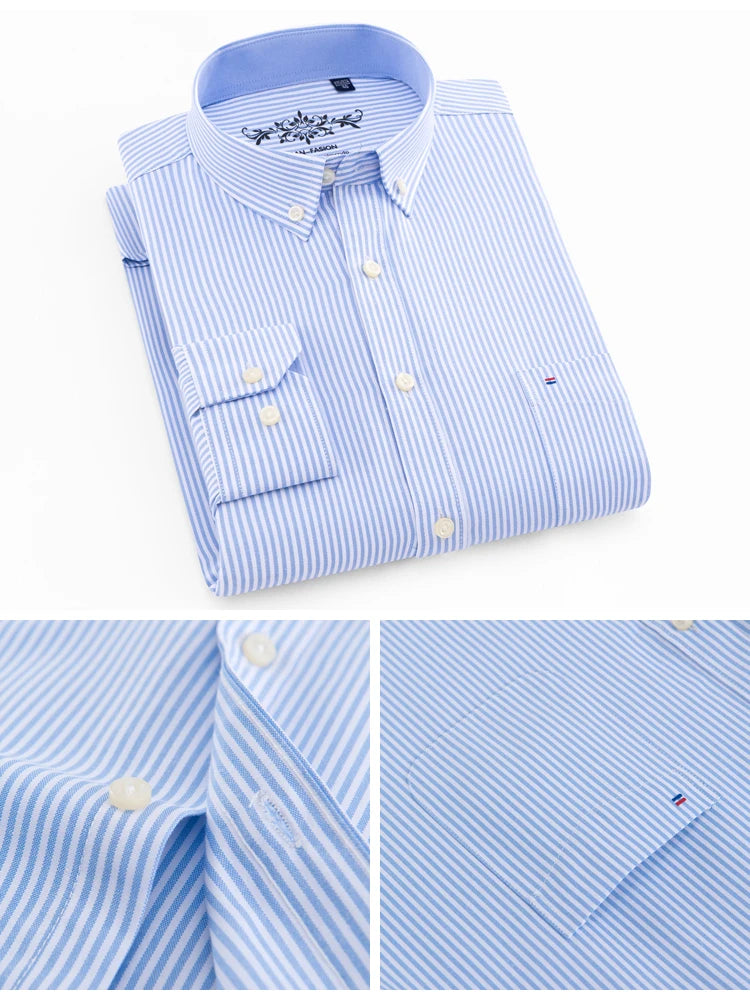 Camicia Uomo Solida Elegante Misto Cotone Traspirante Maniche Lunghe Formale Con Bottoni Vestibilità Regolare Risvolto