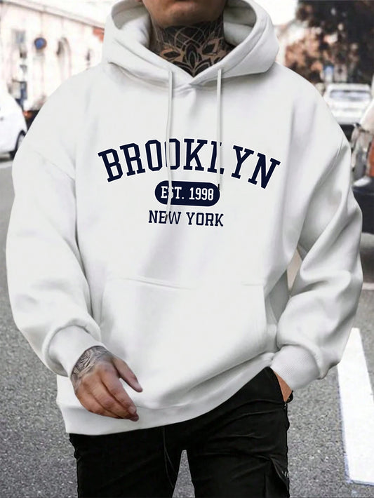 Brooklyn Est 1998 New York Stampa Felpe da uomo Harajuku Felpa con cappuccio girocollo Moda Felpa con cappuccio oversize Autunno Comodo tuta