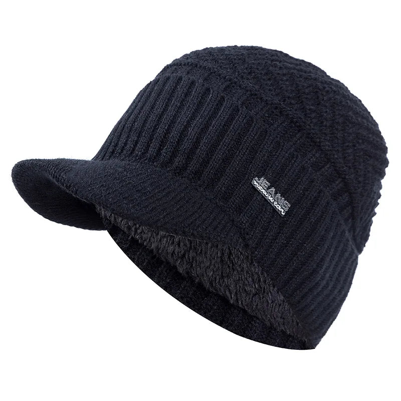 Cappello In Lana Per Uomo Autunno Inverno Lavorato A Maglia Con Visiera Imbottita Caldo E Confortevole