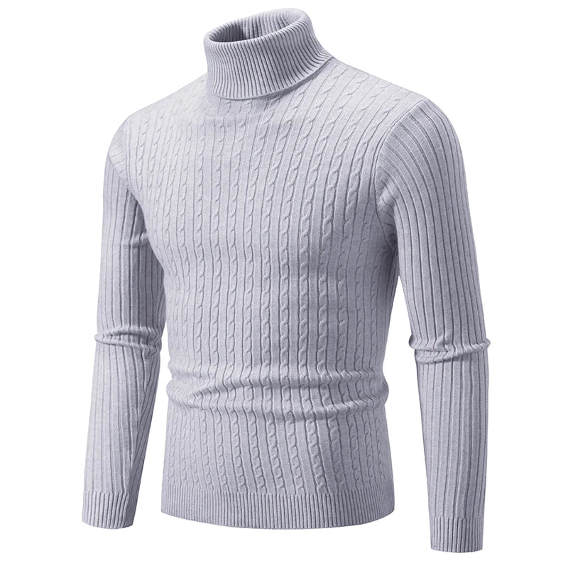 Maglione Dolcevita Uomo Lana Caldo Lavorato A Maglia Tinta Unita Inverno Casual Outdoor Top