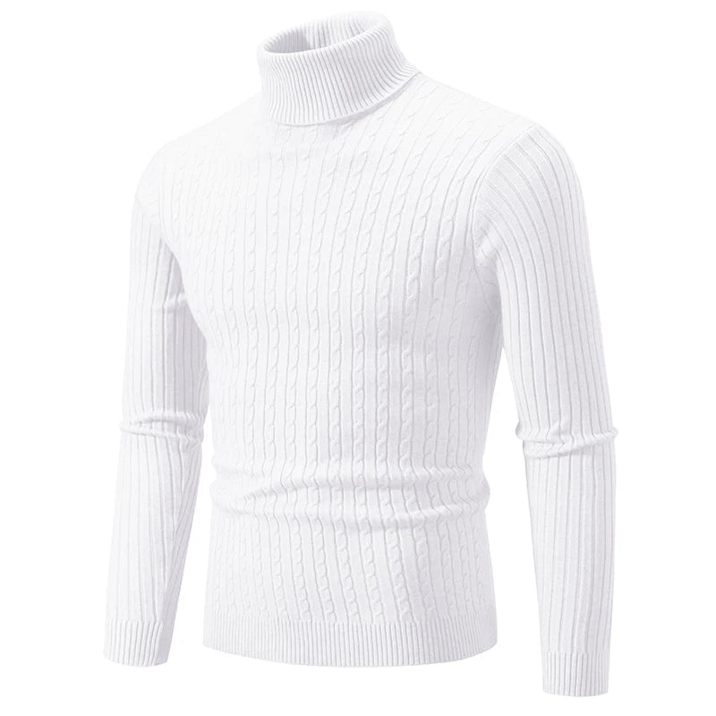 Maglione Dolcevita Uomo Lana Caldo Lavorato A Maglia Tinta Unita Inverno Casual Outdoor Top
