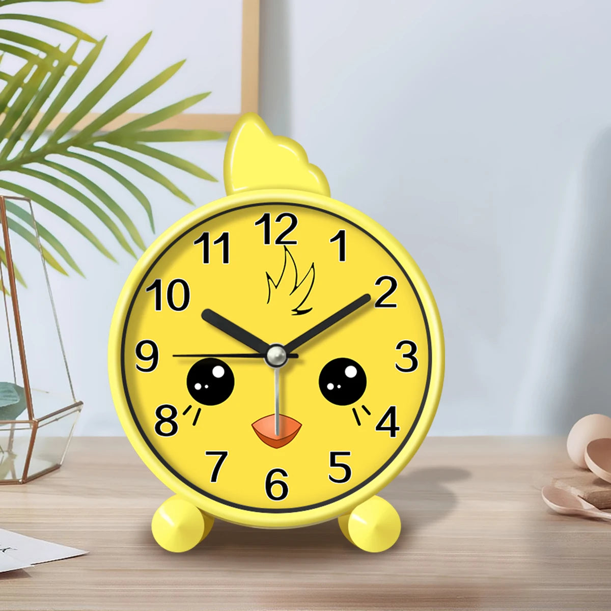 Sveglia Educativa per Bambini Carina Rotonda Silenziosa per Camera da Letto Desktop Decorazione Animale