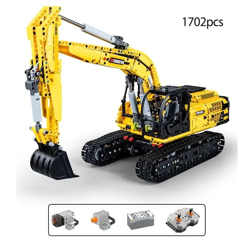 1702 Pz Cada 1:20 Città di Ingegneria di Controllo Remoto Auto FAI DA TE Modello Building Blocks RC Escavatore Mattoni Giocattoli Per I Bambini Regalo