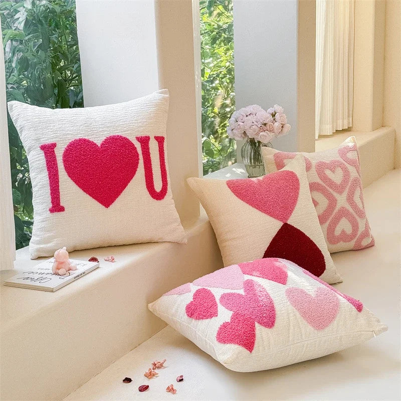 Fodera Cuscino Coppia Rosa Rossa In Ciniglia Ricamo Amore San Valentino Fodere Decorativi Cuscini Casa Moderna 45x45 Cm