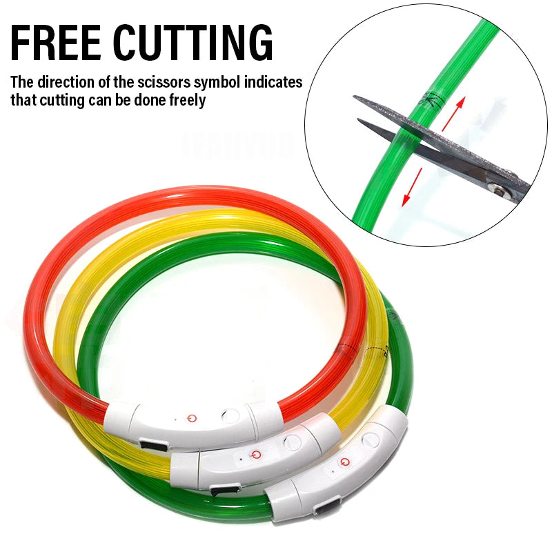 Collare Di Ricarica Luminoso Per Cani A 3 Modalità USB LED Staccabile Anti Smarrimento Notturno