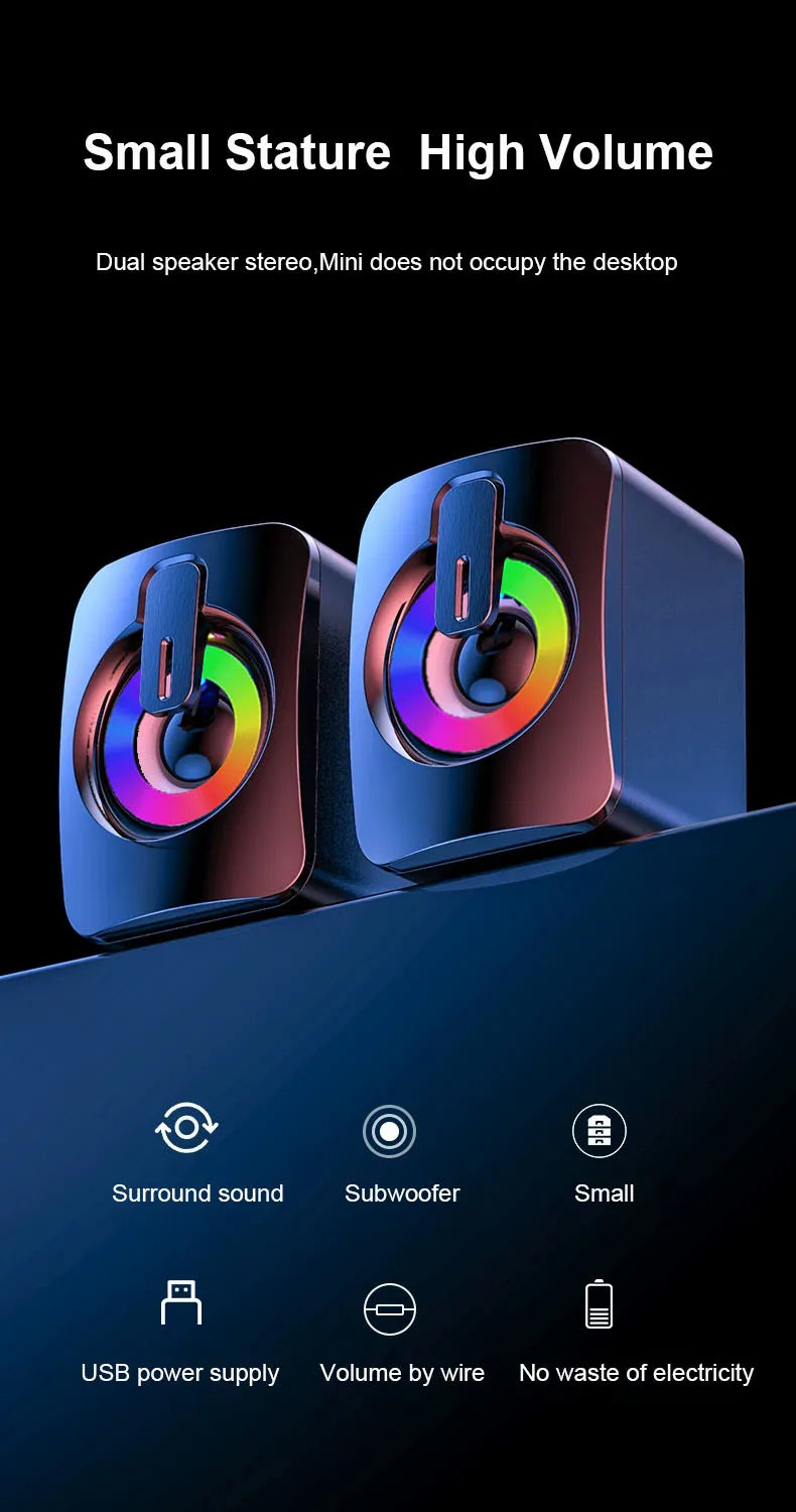 Altoparlanti PC USB Con Microfono Stereo HiFi Suono Premium Luce LED Per Desktop Studenti Appassionati