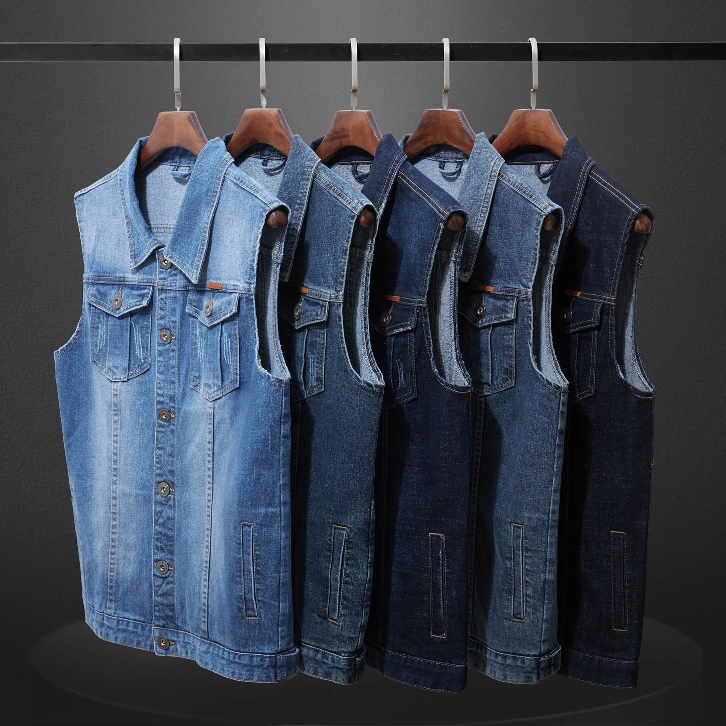 Gilet In Denim Da Uomo Plus Size Elasticizzato Senza Maniche Stile Moto Con Tasche 6XL 7XL 8XL