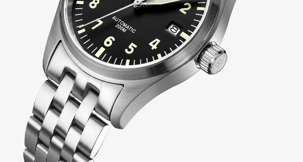 Orologio Meccanico Con Zaffiro 39mm Movimento 8215 Giappone Automatico Da Uomo Impermeabile 200m Luminoso Pilota Retrò