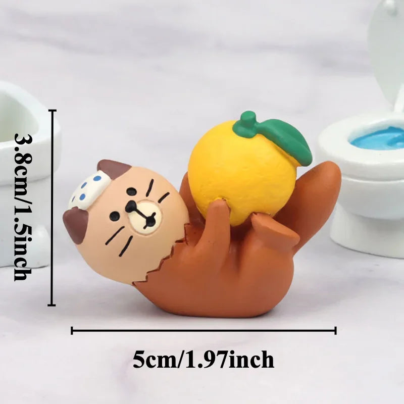 Gatto Limone In Resina Miniatura Pomelo Bath Series Decorazione Da Scrivania Regalo In Stile Giapponese Per Bambini 2024