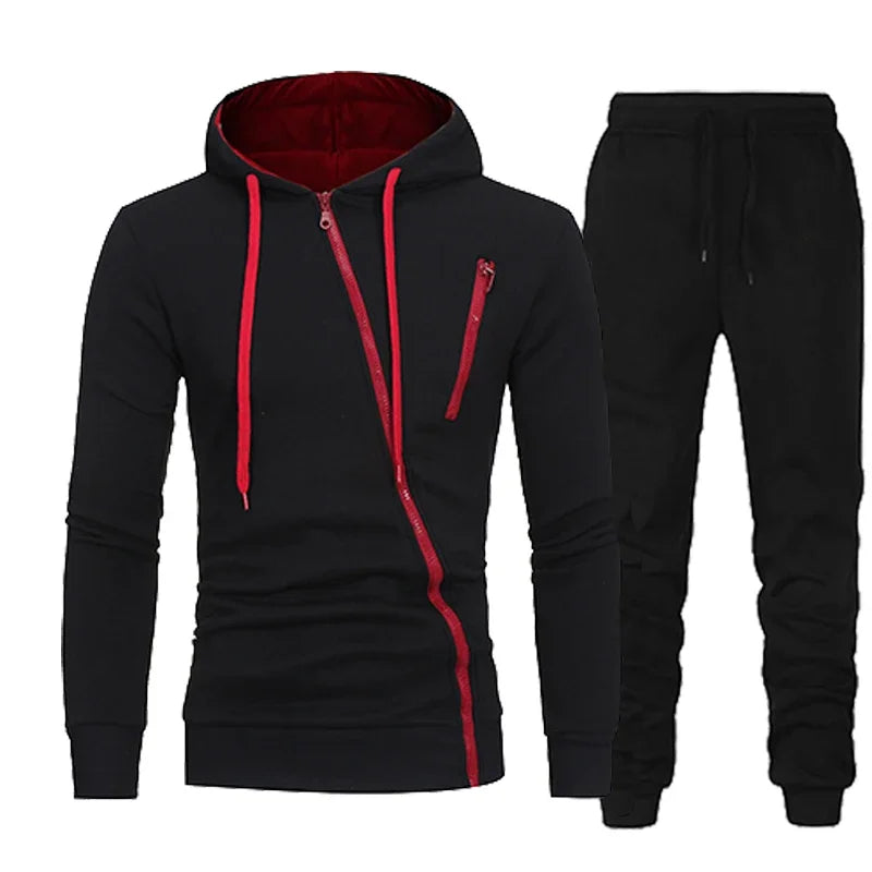Felpa con Cappuccio Uomo e Pantaloni 2 Pezzi Tuta Sportiva Jogging Set Primavera Autunno Abbigliamento Casual