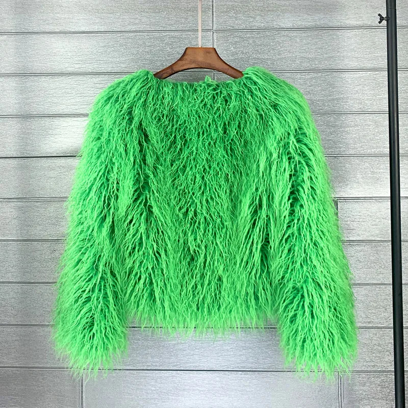 Cappotto Pelliccia Sintetica Rosa Donna Autunno Inverno Elegante Caldo Spesso Morbido Lavorazione A Maglia