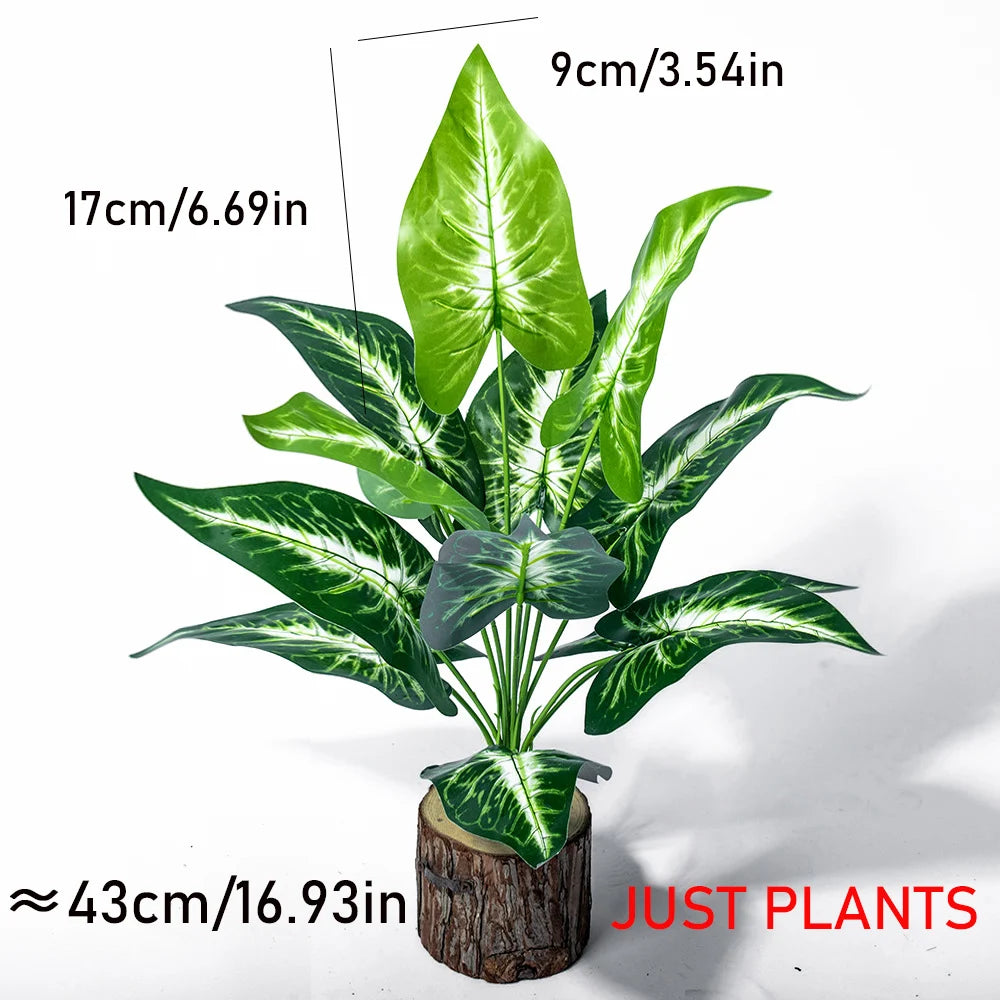 Foglie Artificiali di Monstera 43 Cm Albero Verde Piante Finte Tropicali Decorazione per Giardino di Casa