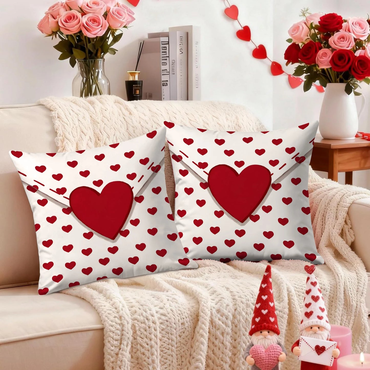 Due Fodere Per Cuscino San Valentino Con Busta D Amore Per Decorazione Divano E Anniversario Di Matrimonio
