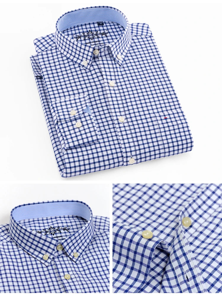 Camicia Uomo Solida Elegante Misto Cotone Traspirante Maniche Lunghe Formale Con Bottoni Vestibilità Regolare Risvolto