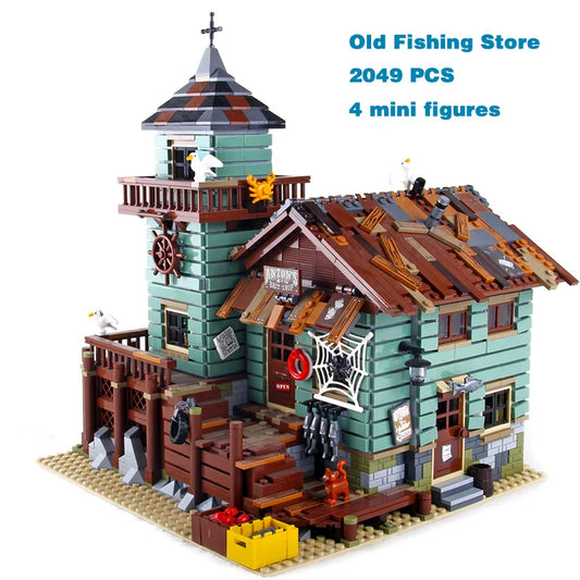 Pescatore Vecchia Casa di Pesca Negozio Modello Building Blocks Mattoni Compatibile 21310 16050 Bambini Compleanno Natale Giocattoli Regali k8001