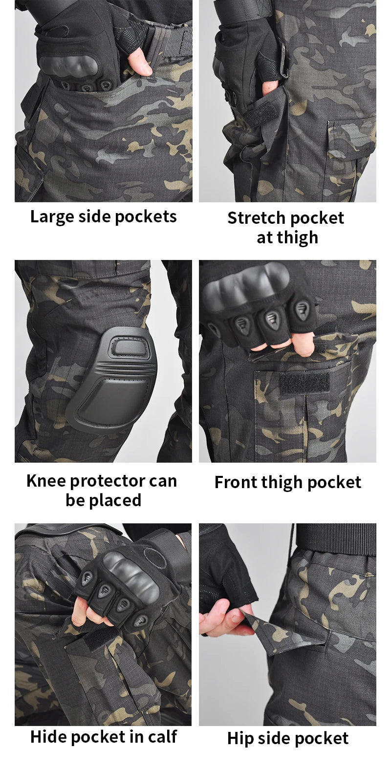 Tuta Soft Shell Uniforme Militare Con Cappuccio Pantaloni Cargo Traspiranti Set Da Caccia Multitasche