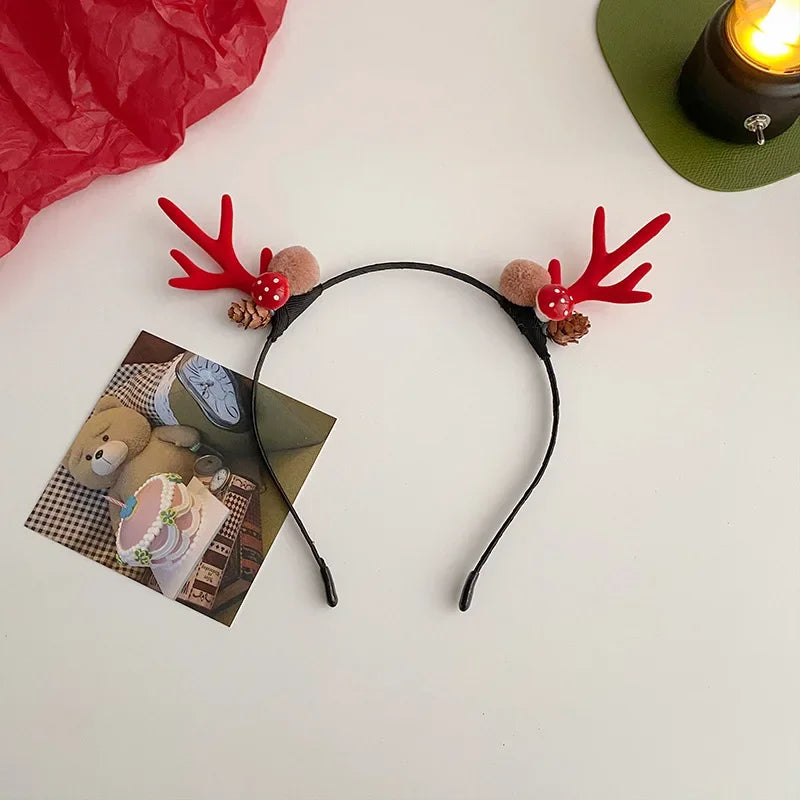 Fascia Natalizia Corna Di Renna Con Fiore Copricapo Per Capelli Per Bambini Adulti Natale Halloween Cosplay
