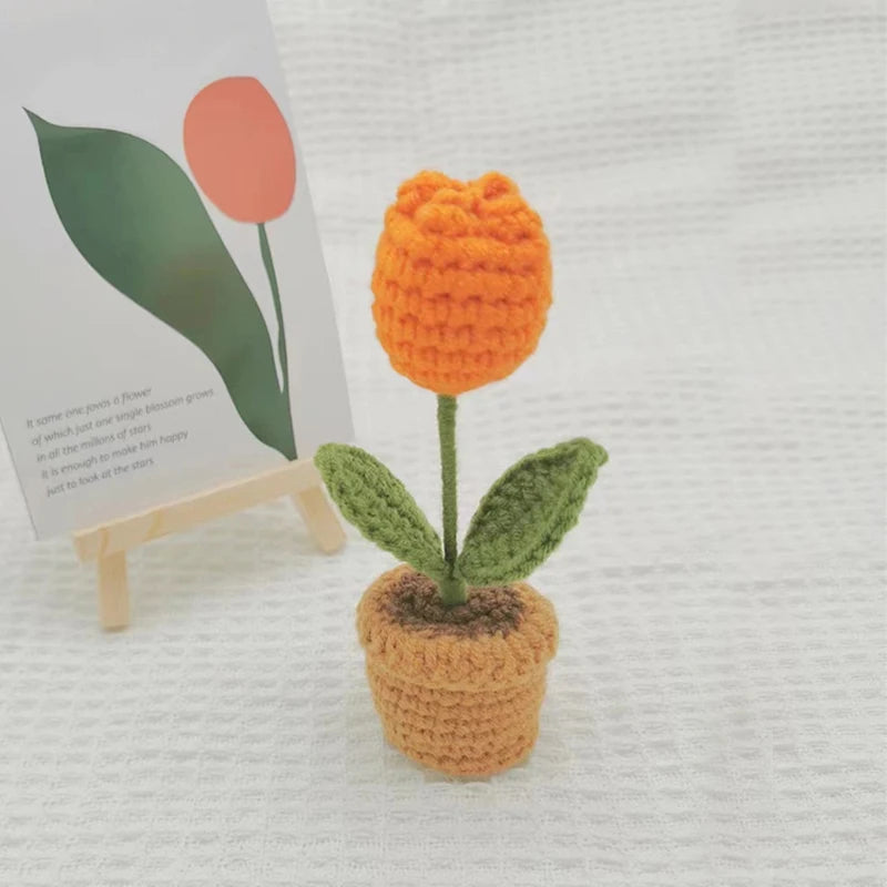 Fiore In Vaso Fai Da Te Rosa Mini Tessuti A Mano Per Scrivania Ufficio Decorazione Casa Filo Di Lana
