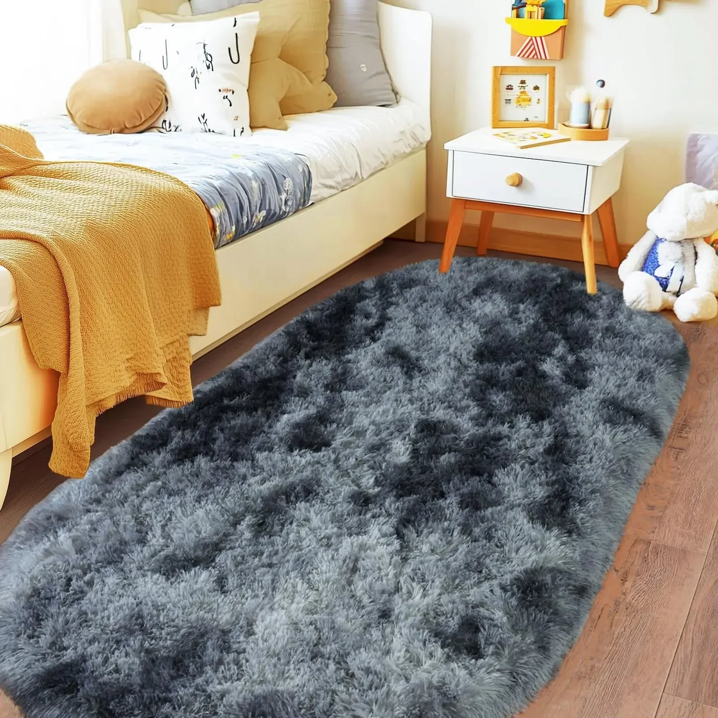 Tappeto Ovale Tinta Unita Vikama Morbido Antiscivolo Per Ingresso Corridoio Camera Da Letto Comodino Decorazione Casa