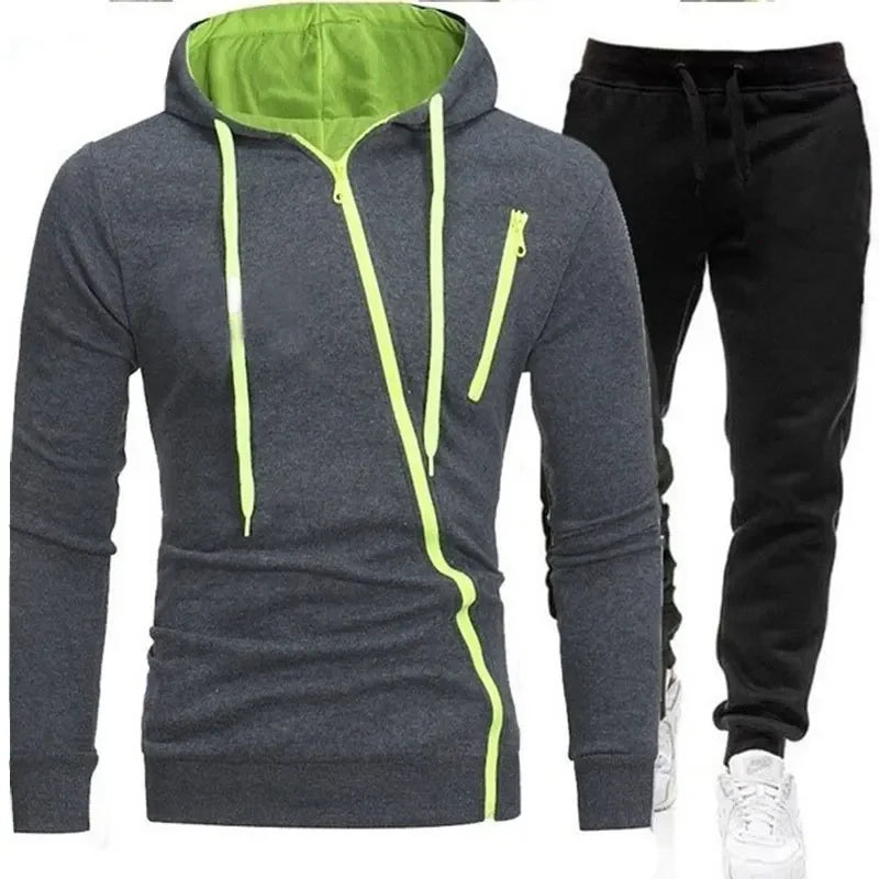 Felpa con Cappuccio Uomo e Pantaloni 2 Pezzi Tuta Sportiva Jogging Set Primavera Autunno Abbigliamento Casual