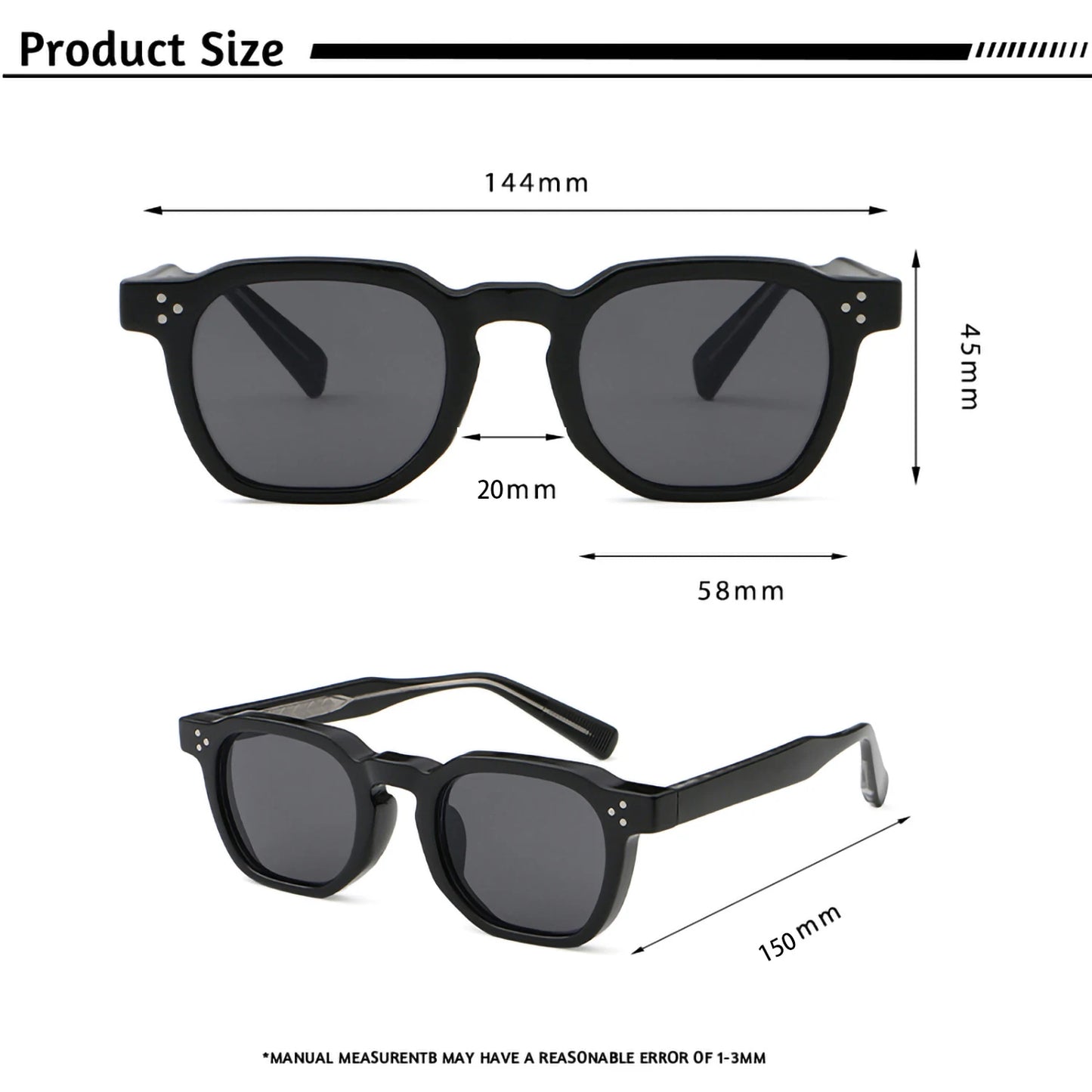Occhiali Da Sole Retro Punk Quadrati Caterside Unisex Set Da 2 Pezzi Design Personalizzato Regalo Per Festival