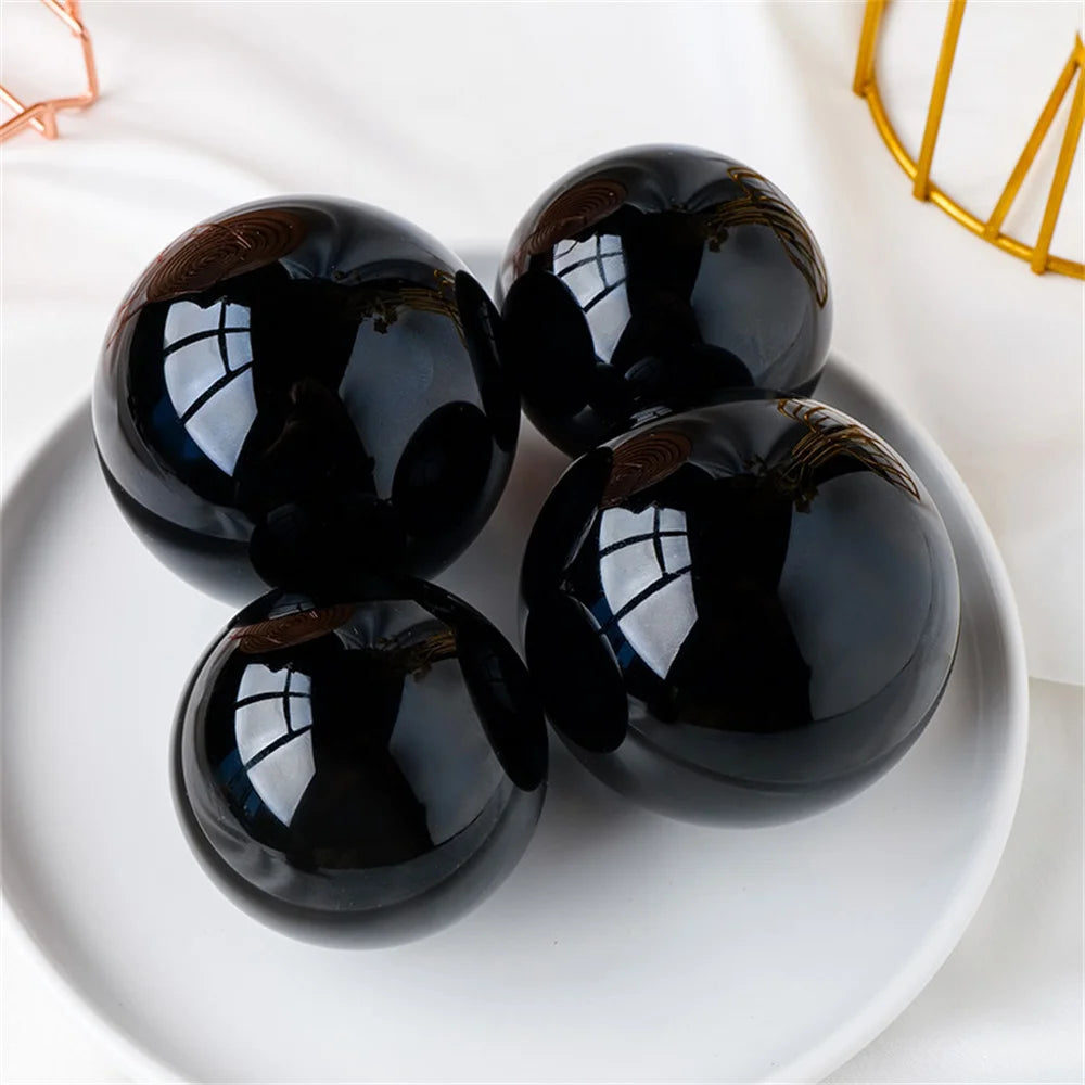 Sfera Di Ossidiana Nera Naturale Sfera Magica Cristallo Guarigione Reiki Feng Shui Decorazioni Per La Casa Senza Base