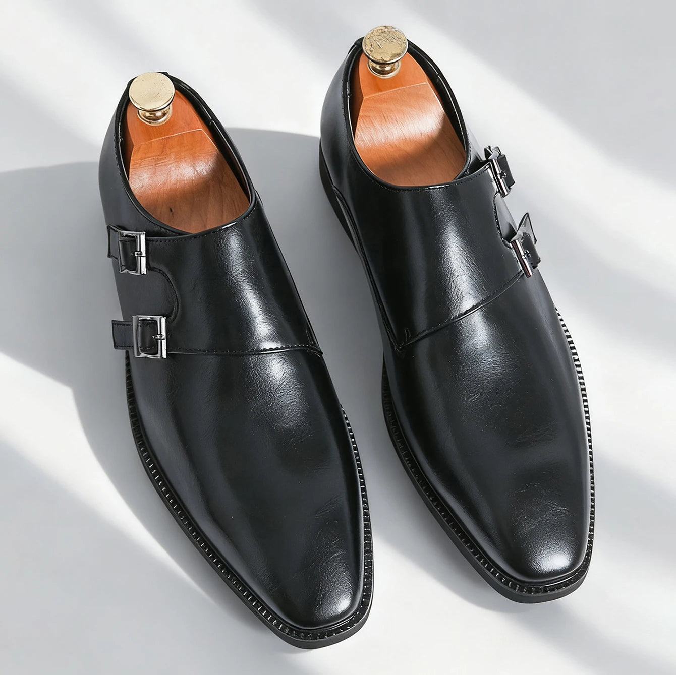 Scarpe Classiche Da Uomo In Pelle Monaco Con Abito Retrò Con Fibbia A Punta Oxford Da Uomo Comode