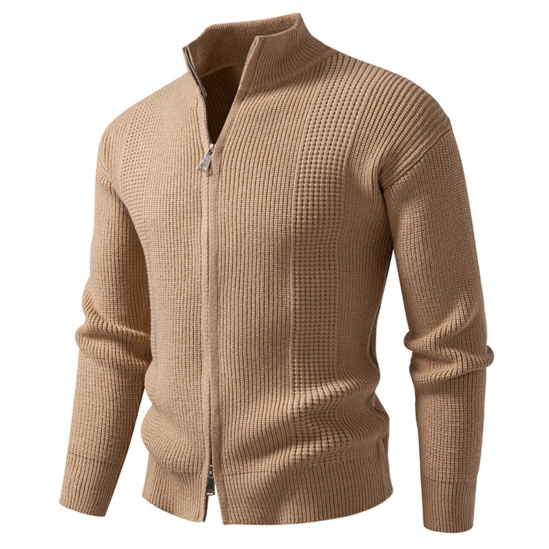 Cardigan Slim Fit Uomo Autunno Inverno Con Zip E Collo Mandarino Caldo Moda Casual