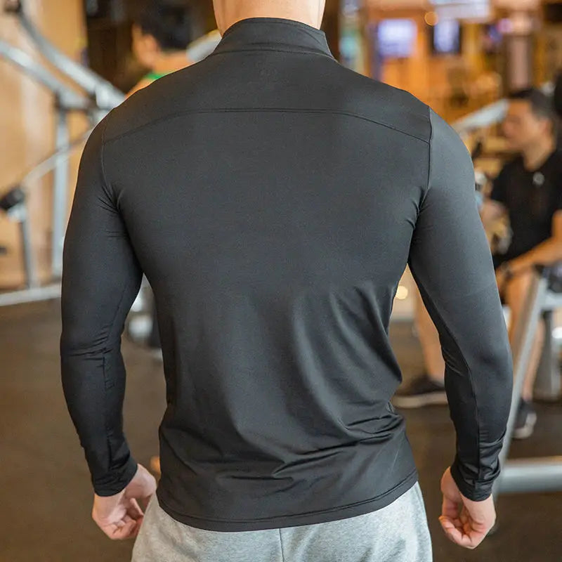Maglia Da Fitness Da Uomo A Maniche Lunghe Per Corsa Palestra Sportiva Compression Rashguard Attillata