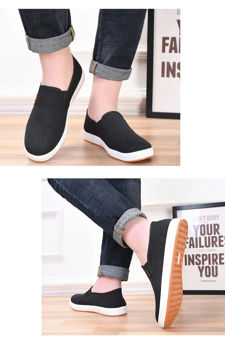 Scarpe Da Ginnastica In Tela Da Uomo Basse Leggere Vulcanizzate Slip On Casual Spedizione Gratuita A Prezzi Accessibili