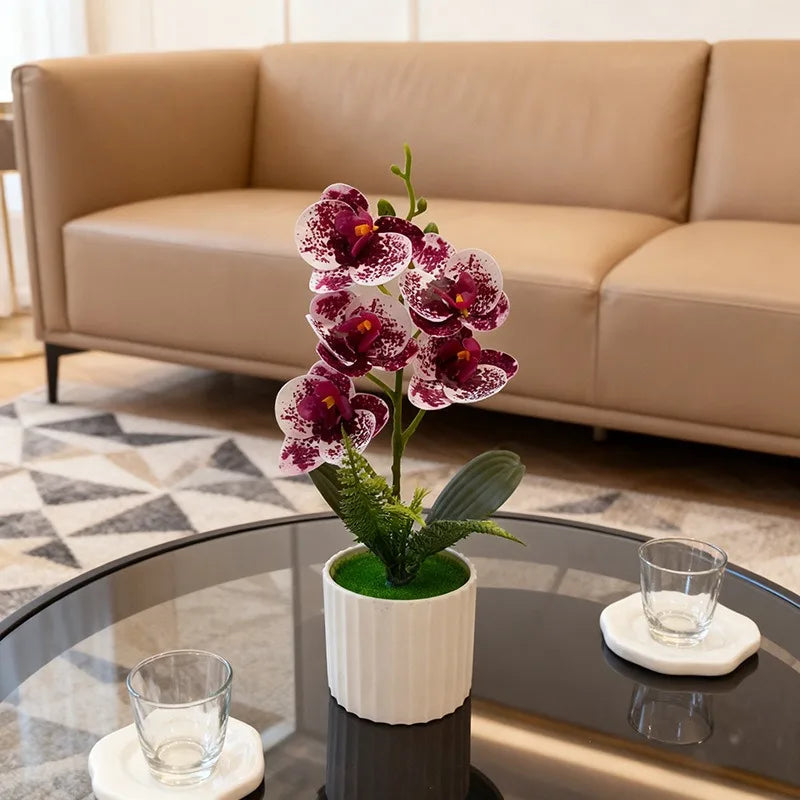 Vaso Da Bar Verticale Con 5 Orchidee A Farfalla Per Matrimonio E Scrivania Decorazione Piante Verdi In Set Design