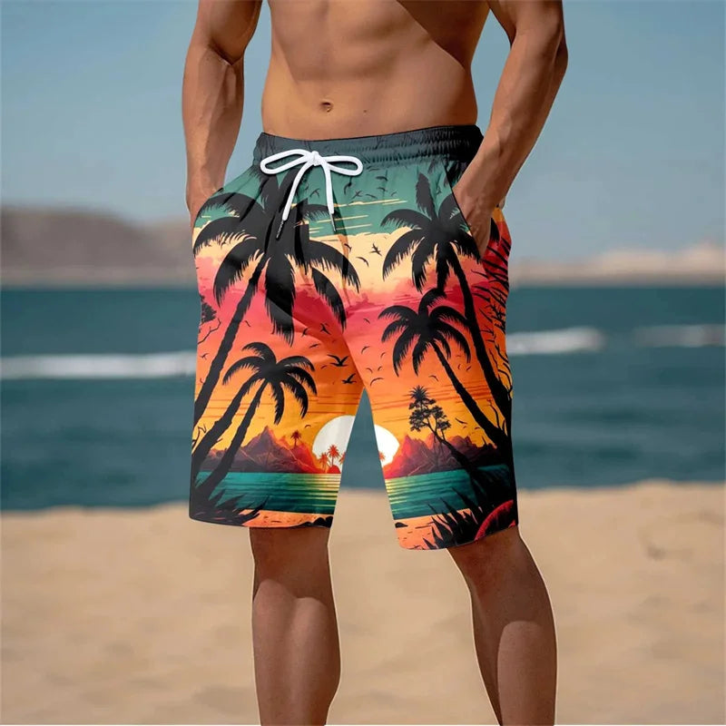 Pantaloncini Da Spiaggia Uomo Con Stampa Palme 3D Harajuku Surf Grafica Palmo Estate Costume Da Bagno Hawaii Fresco