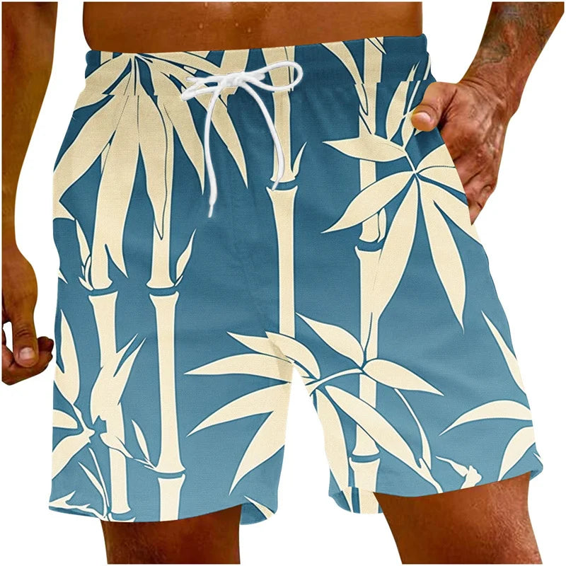 Pantaloncini Da Spiaggia Da Uomo Con Grafica Palma Tropicale E Piante In 3D Surf Hawaii Oversize
