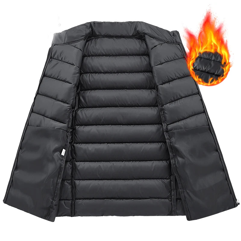 Gilet Invernale Da Uomo Antivento Senza Maniche Con Cerniera Colletto Mandarino Abbigliamento Outdoor Casual