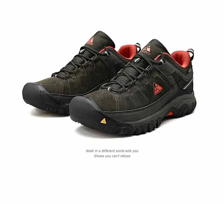 HikeUp Scarpe Da Trekking Uomo In Pelle Resistente Alta Qualità Con Suola In Gomma Per Esterni