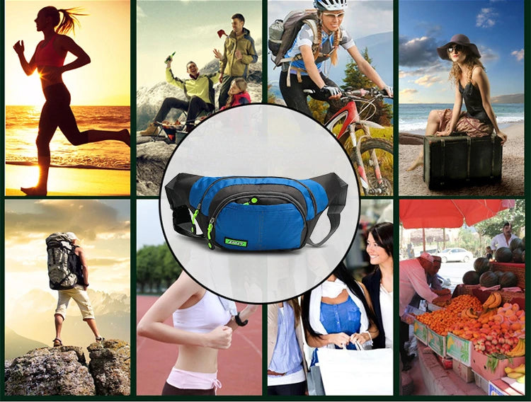 Marsupio da Viaggio Impermeabile con Cerniera Borsa a Tracolla per Sport all aperto Unisex Grande Capacità Regolabile