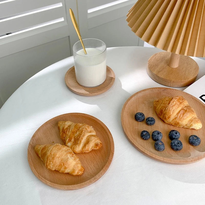 Vassoio Per Gambo Di Grano Rotondo Dessert Piatto Legno Massello Resistente Al Calore In Stile Giapponese Per Tè E Caffè