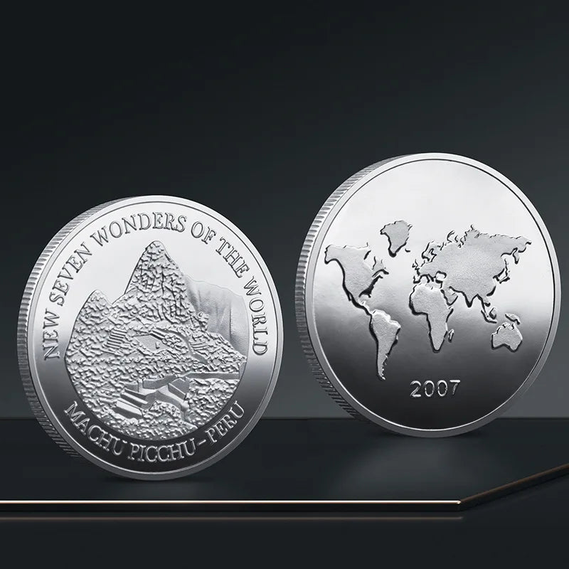 Set Di 7 Monete Placcate Oro E Argento Sette Meraviglie Del Mondo Collezione Commemorativa Viaggi