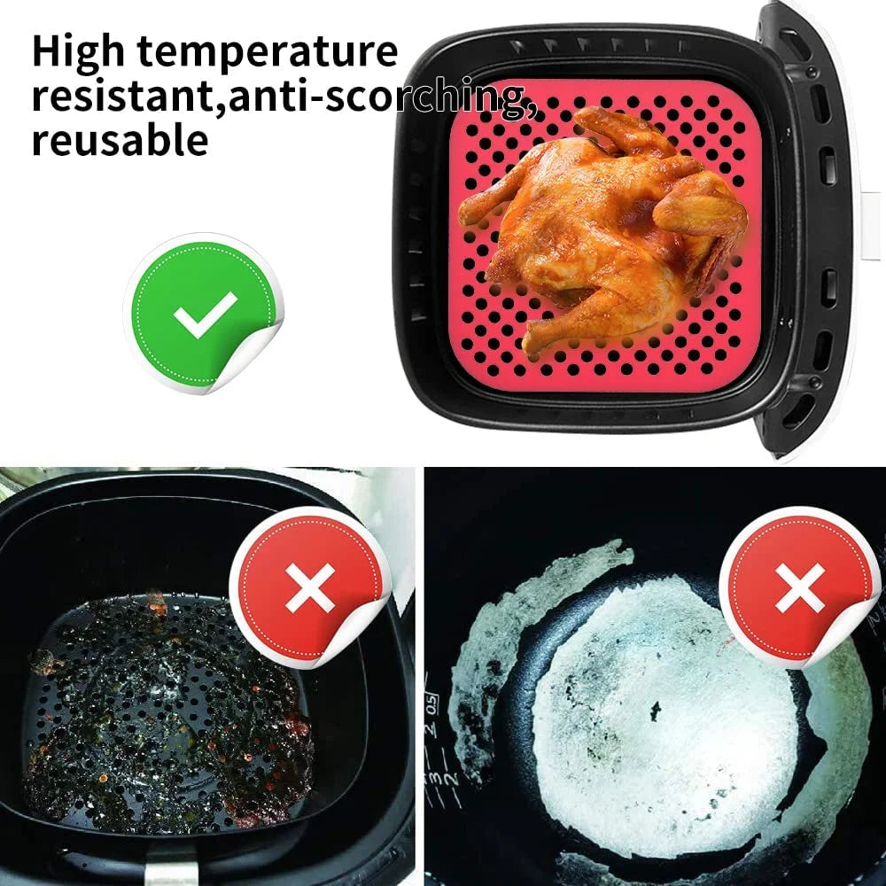 Fodere Quadrate Riutilizzabili Per Friggitrice Ad Aria In Silicone Antiaderenti Per Cottura A Vapore Facili Da Pulire