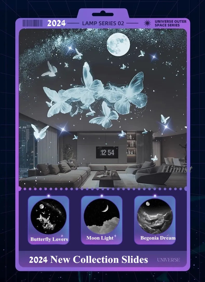 Meteor Dinamico 12 in 1 Lampada Proiettore Galaxy Ultra Trasparente Rotante con Lettore Musicale Regalo per Bambini