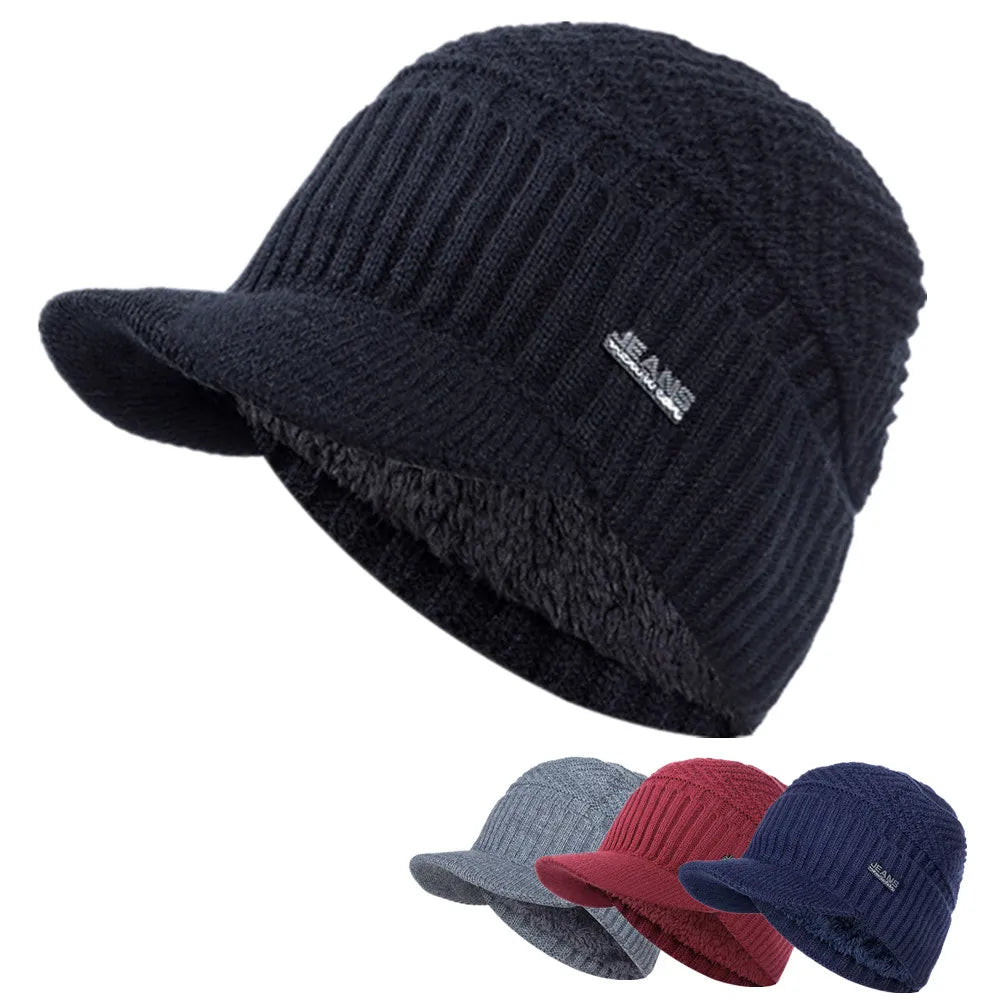 Cappello In Lana Per Uomo Autunno Inverno Lavorato A Maglia Con Visiera Imbottita Caldo E Confortevole