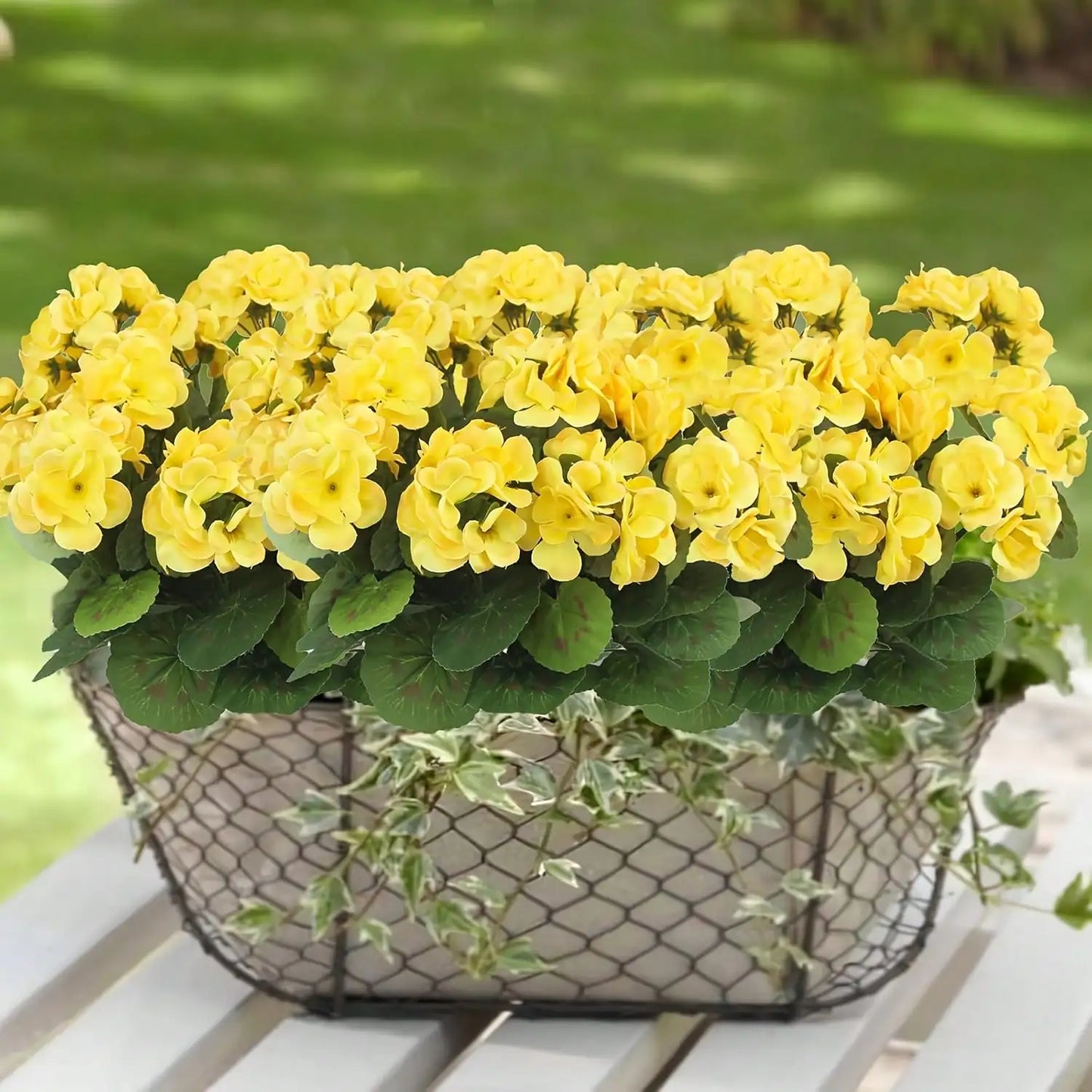 1 2 4 Pezzi Fiori Artificiali Realistici Con Fogliame Verde Per Esterni Portico Patio Finestra Fioriera Sospesa