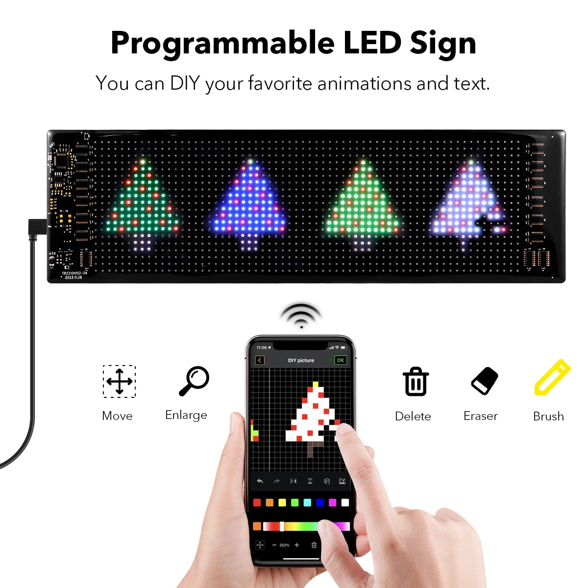 Pannello Pixel A Matrice 16x96 LED Per Insegne Pubblicitarie Scorrimento Luci Controllo App Bluetooth USB 5V