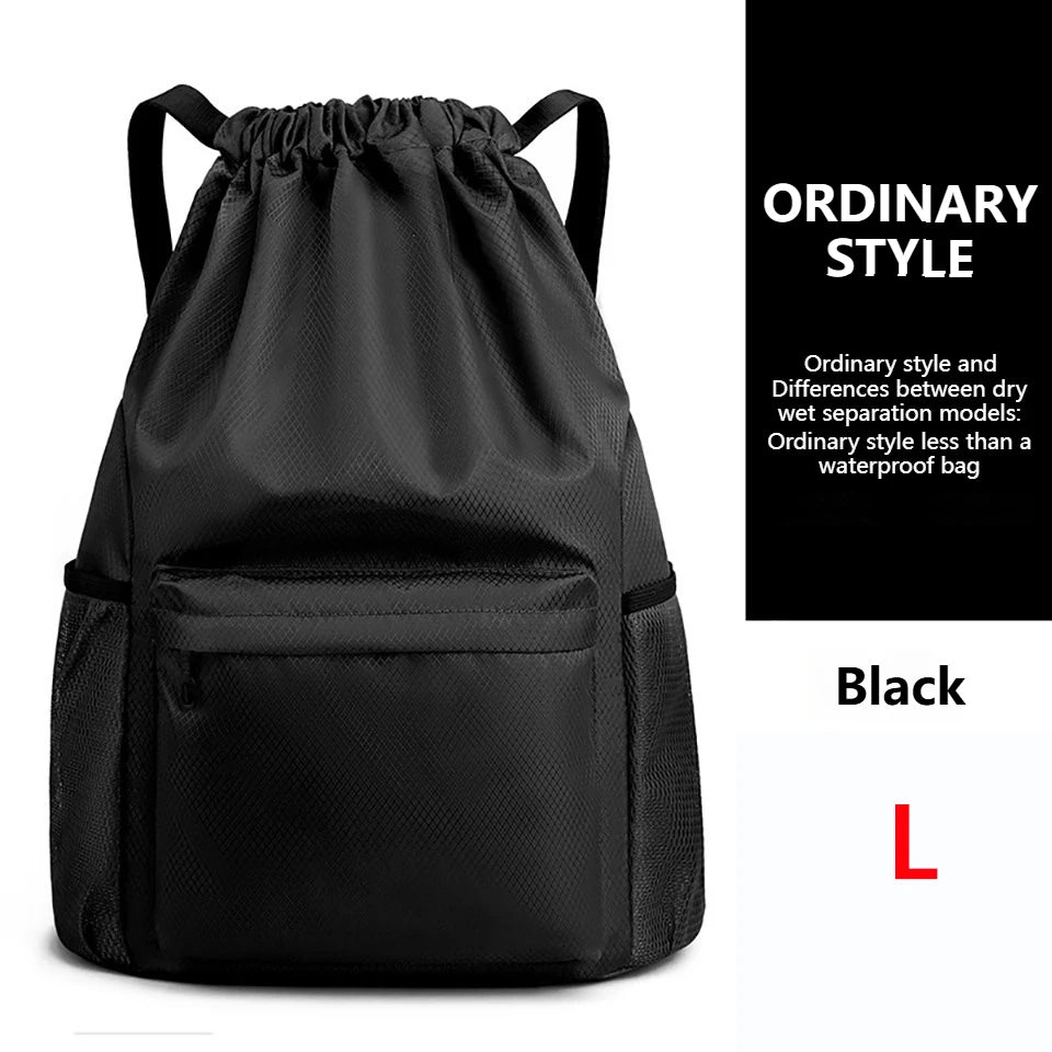 Borsa Sportiva Portatile Per Calcio In Tessuto Oxford A Tinta Unita Con Coulisse E Cinghie Regolabili Grande Capacità