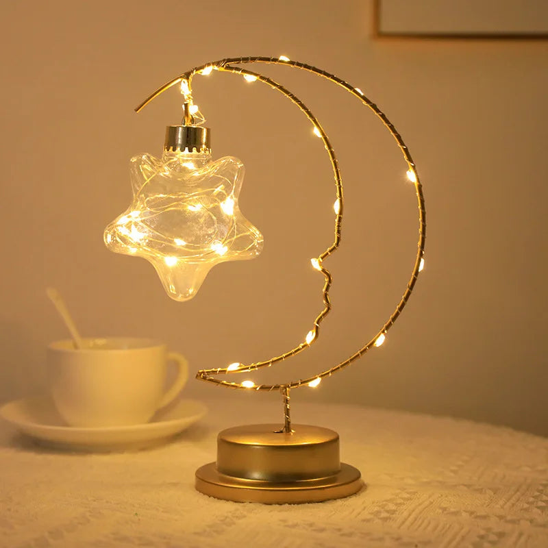 Luce LED a Forma di Luna Stella Lampada Da Notte Ferro Decorazione Interni Per Camerette Regalo Ideale