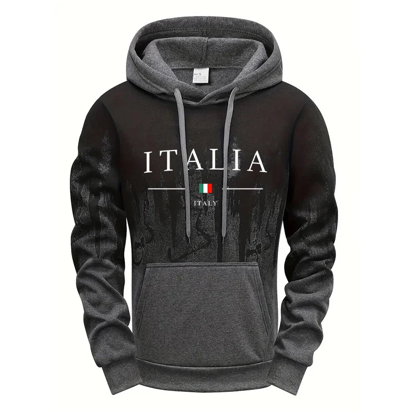 Felpa Con Cappuccio Da Uomo Stampata In Italia Athleisure Autunno Inverno Maniche Lunghe Alta Qualità 2025