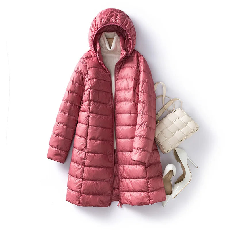 Piumino Leggero Da Donna Di Media Lunghezza Per Autunno Inverno 2025 Moda Semplice Temperamento Senza Cappuccio