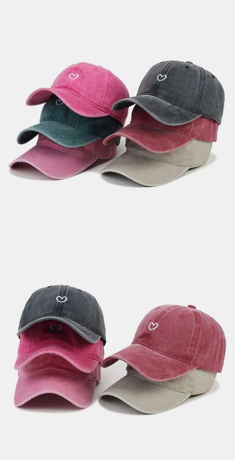 Cappello Da Baseball In Cotone Lavato Unisex Ricamato Con Amore Retro Protezione Solare Per Donna E Uomo