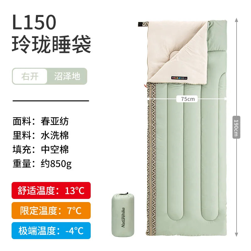 Naturehike L150 Sacco a Pelo da Campeggio Leggero 3 Stagioni in Cotone Impermeabile con Ventilazione per Adulti