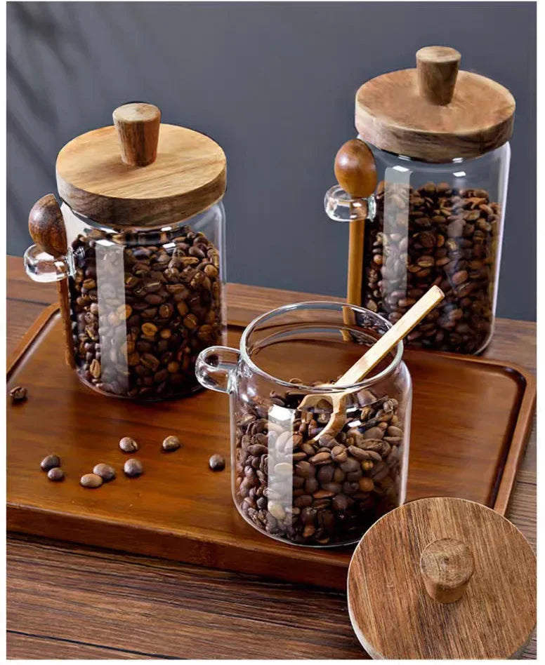 JUSTINLAU Barattoli In Vetro Sigillato Per Cereali E Chicchi Di Caffè Con Cucchiaio E Spezie Da Cucina 400ml 600ml 900ml
